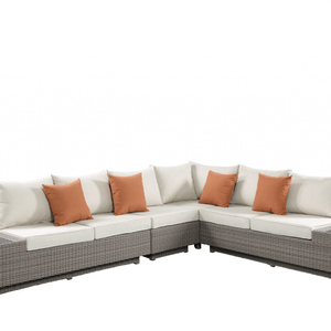 Beige Modular L Shaped Three Piece Corner Sectional With Console