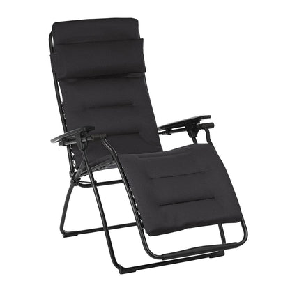 26" Black Steel Outdoor Zero Gravity Chair with Black Cushion