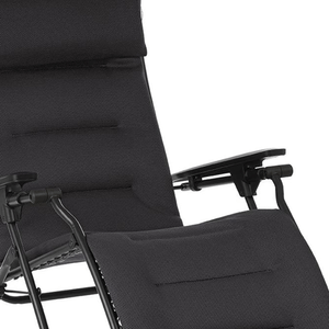 26" Black Steel Outdoor Zero Gravity Chair with Black Cushion