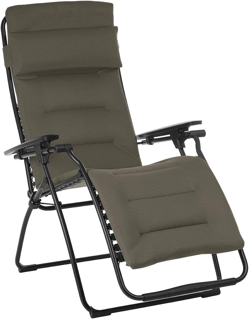 26" Gray Steel Outdoor Zero Gravity Chair with Gray Cushion