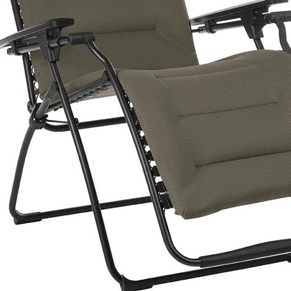 26" Gray Steel Outdoor Zero Gravity Chair with Gray Cushion