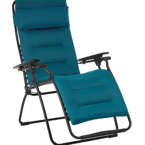 26" Blue Steel Outdoor Zero Gravity Chair with Blue Cushion