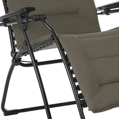 30" Gray Steel Outdoor Zero Gravity Chair with Gray Cushion