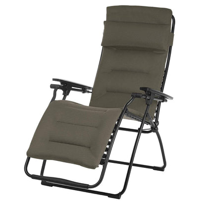 30" Gray Steel Outdoor Zero Gravity Chair with Gray Cushion