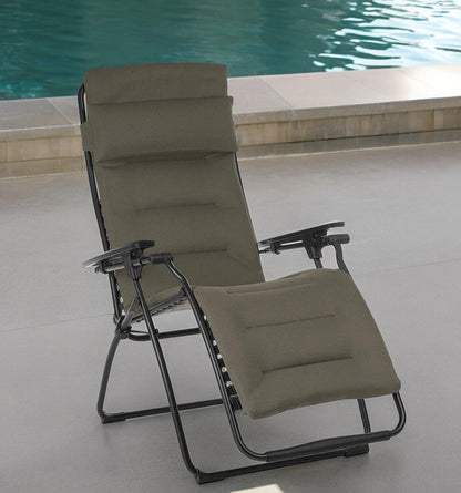 30" Gray Steel Outdoor Zero Gravity Chair with Gray Cushion