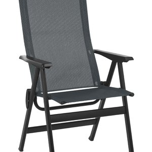 24" Gray and Black Steel Outdoor Arm Chair