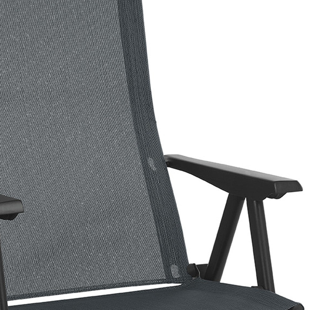 24" Gray and Black Steel Outdoor Arm Chair