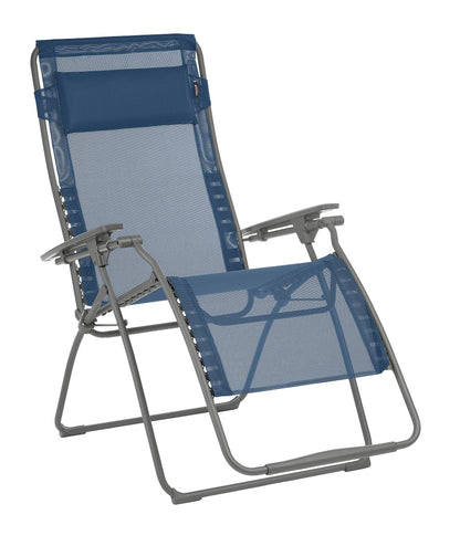 30" Blue and Gray Steel Outdoor Zero Gravity Chair