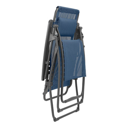 30" Blue and Gray Steel Outdoor Zero Gravity Chair