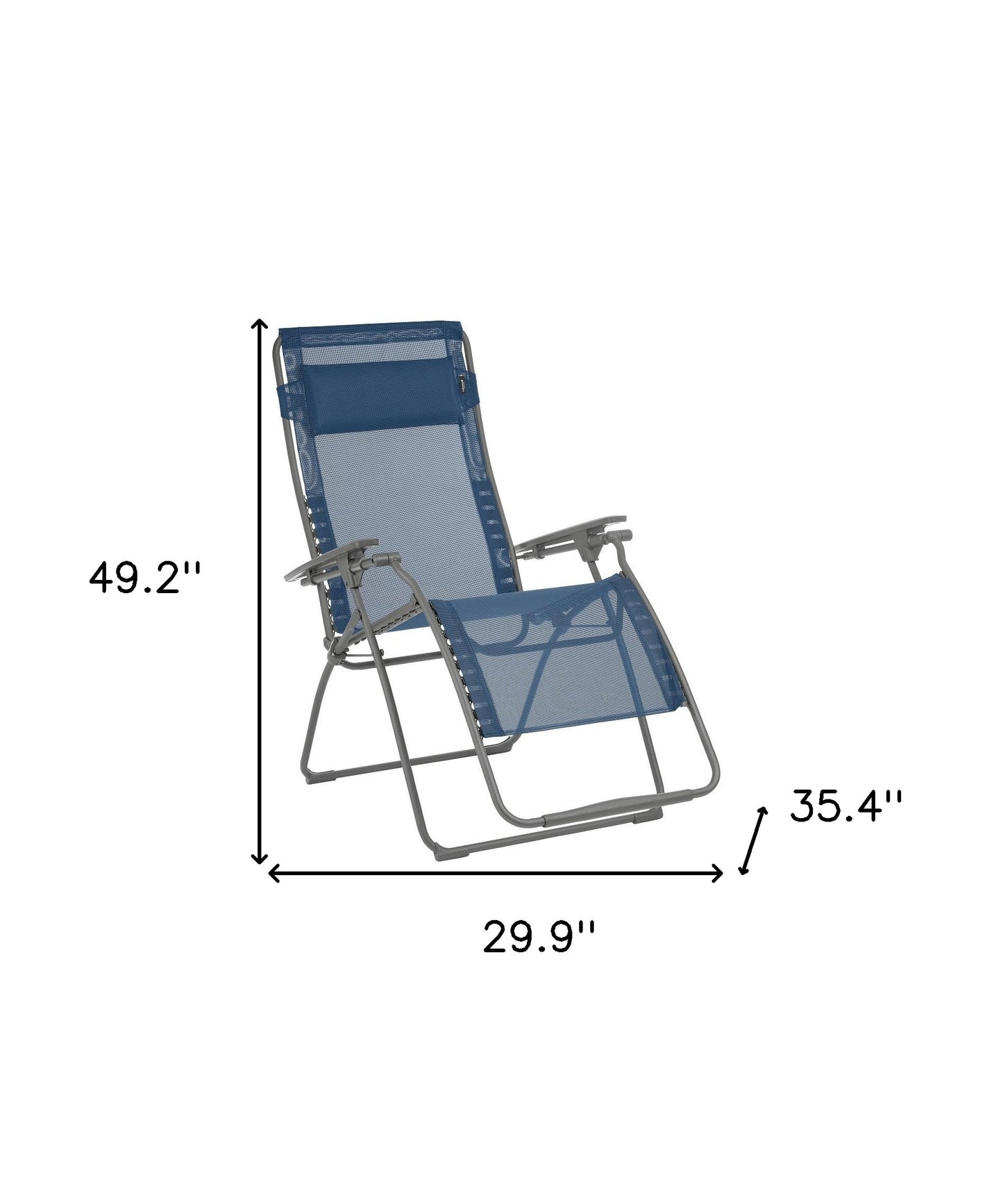 30" Blue and Gray Steel Outdoor Zero Gravity Chair