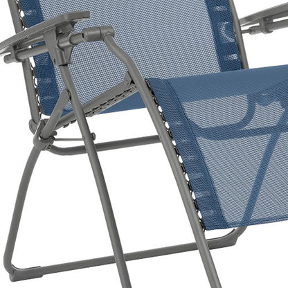 30" Blue and Gray Steel Outdoor Zero Gravity Chair