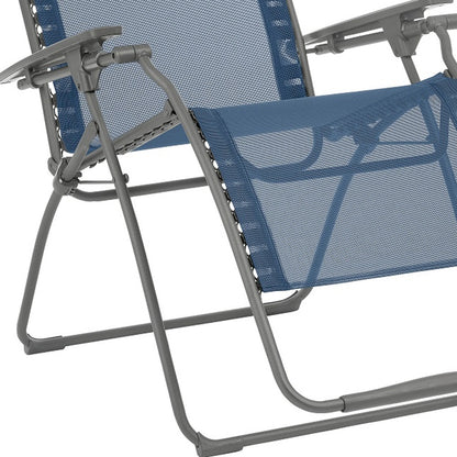 30" Blue and Gray Steel Outdoor Zero Gravity Chair