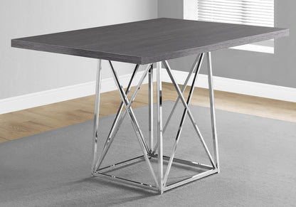 36" Gray And Silver Metal Pedestal Base Dining Table