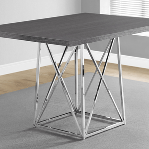 36" Gray And Silver Metal Pedestal Base Dining Table