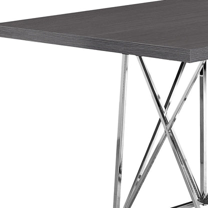 36" Gray And Silver Metal Pedestal Base Dining Table