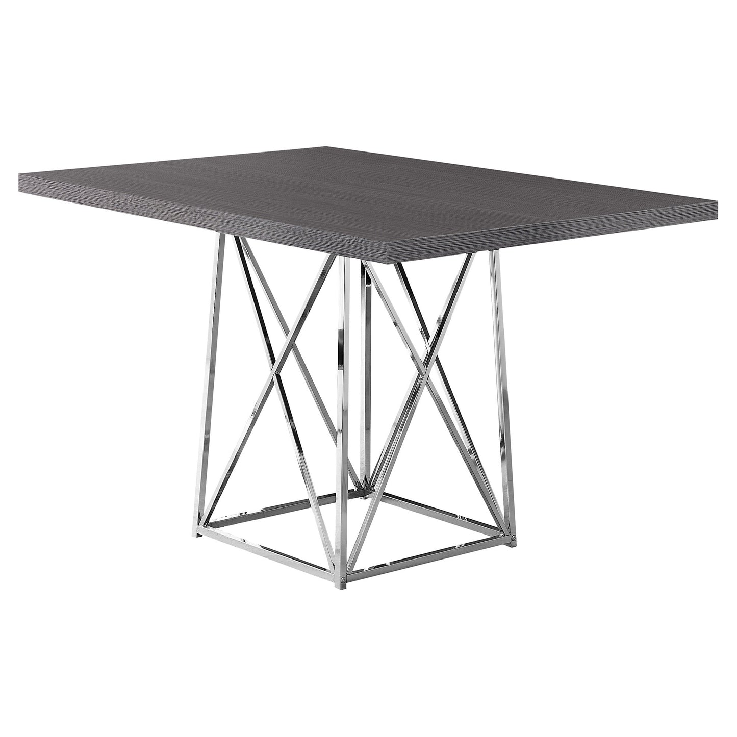 36" Gray And Silver Metal Pedestal Base Dining Table