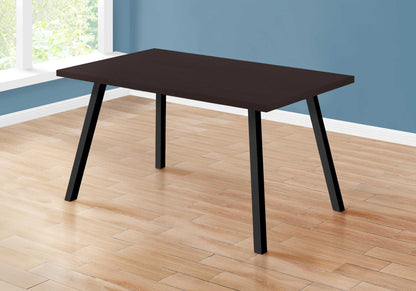 60" Espresso And Black Metal Dining Table