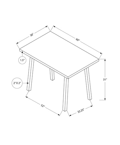 60" Espresso And Black Metal Dining Table