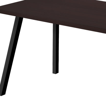 60" Espresso And Black Metal Dining Table