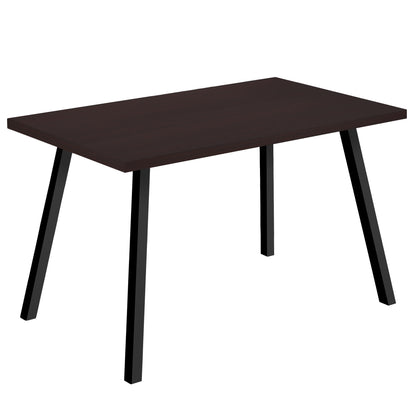 60" Espresso And Black Metal Dining Table