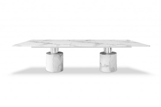 120" White Marble Dining Table