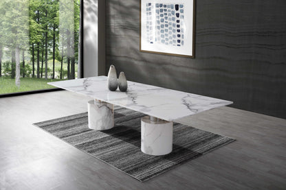 120" White Marble Dining Table