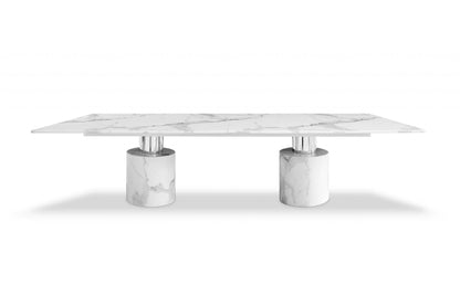 120" White Marble Dining Table