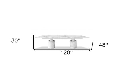 120" White Marble Dining Table