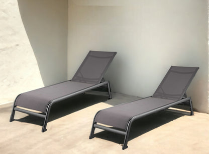 Set of Two 23" Taupe and Powdered Metal Indoor Outdoor Chaise Lounge