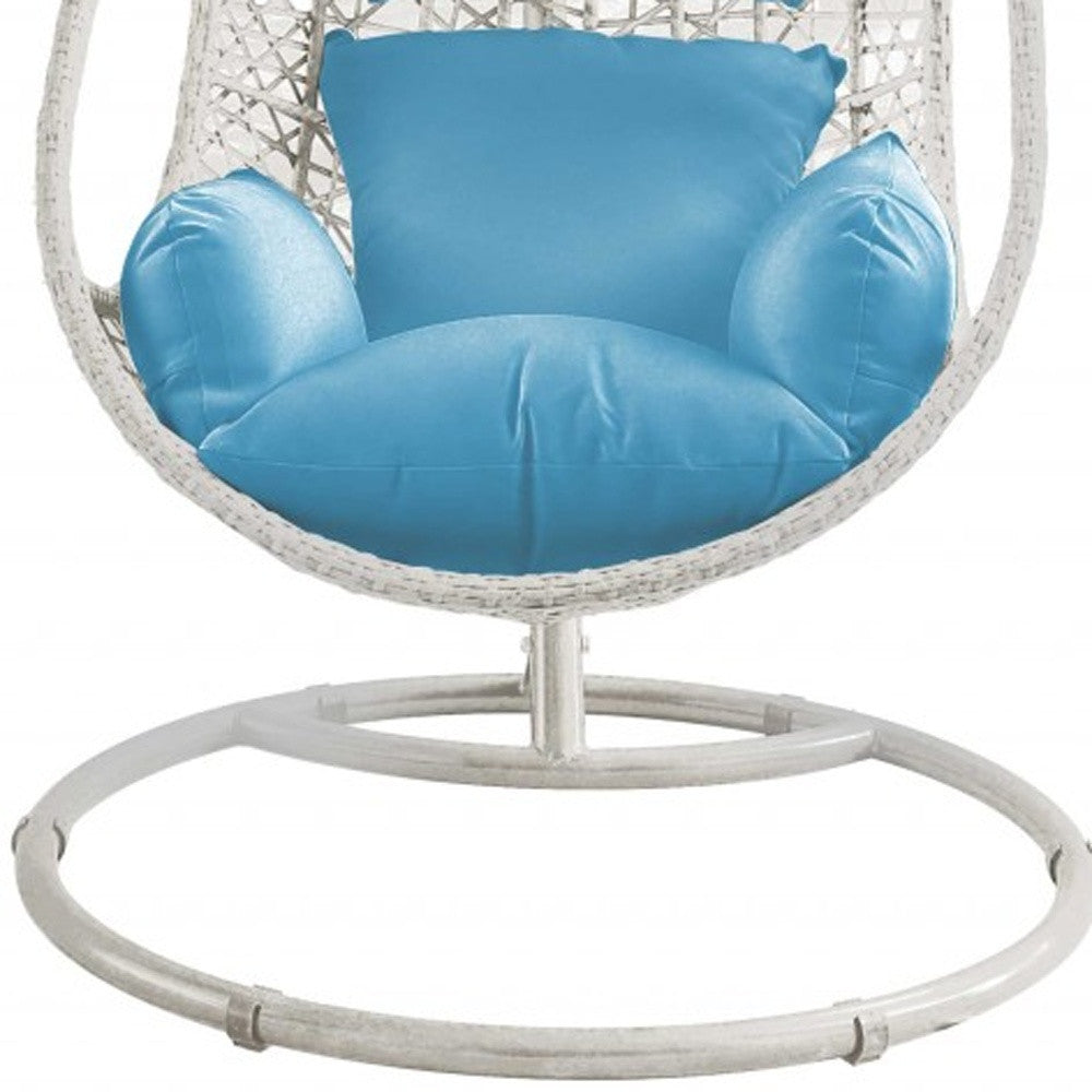 40" Blue and Steel stand finished Metal Outdoor Swing Chair with Blue Cushion