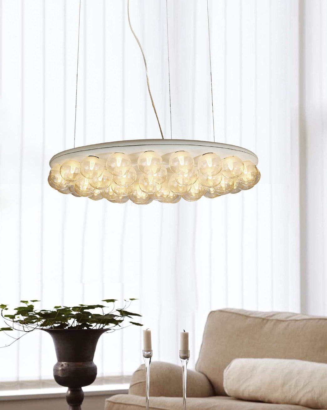 29 X 29 X 7 White Glass Metal Pendant Lamp