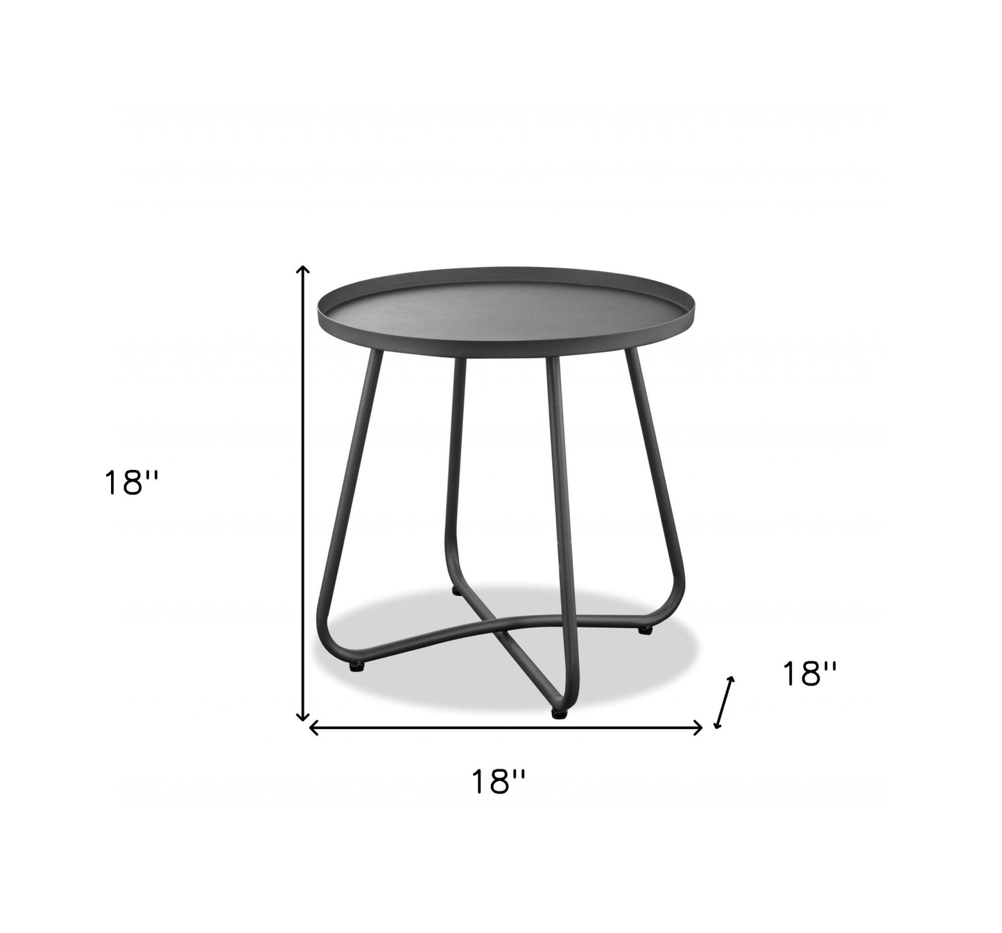 18" Gray Aluminum Round Indoor Outdoor Side Table