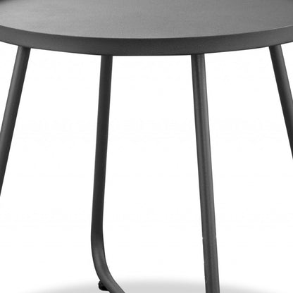 18" Gray Aluminum Round Indoor Outdoor Side Table