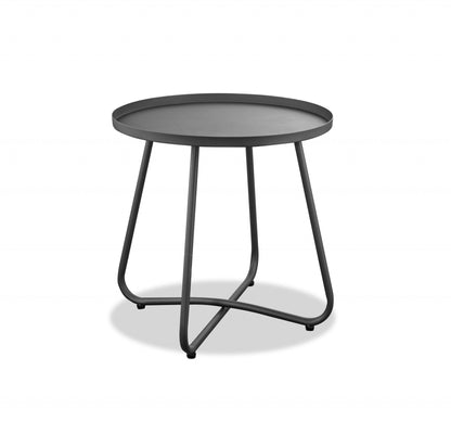 18" Gray Aluminum Round Indoor Outdoor Side Table