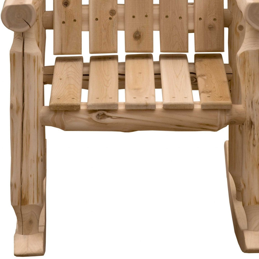 27" Natural Wood Solid Wood Indoor Outdoor Rocking Chair