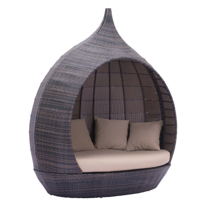 Teardrop Shaped Brown and Beige Daybed