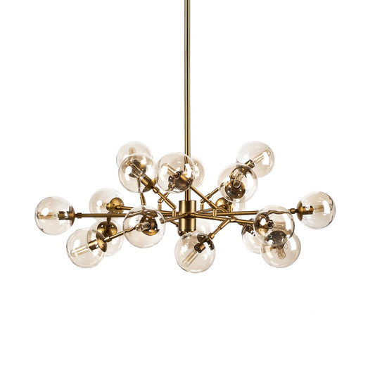 Gold Metal Eighteen Bulb Hanging Chandelier