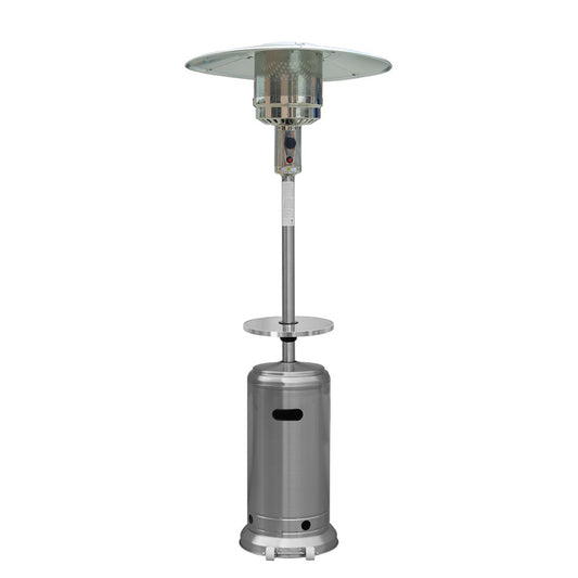 48000 BTU Silver Steel Propane Cylindrical Pole Standing Patio Heater