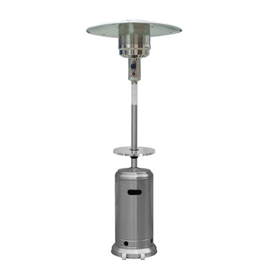 48000 BTU Silver Steel Propane Cylindrical Pole Standing Patio Heater