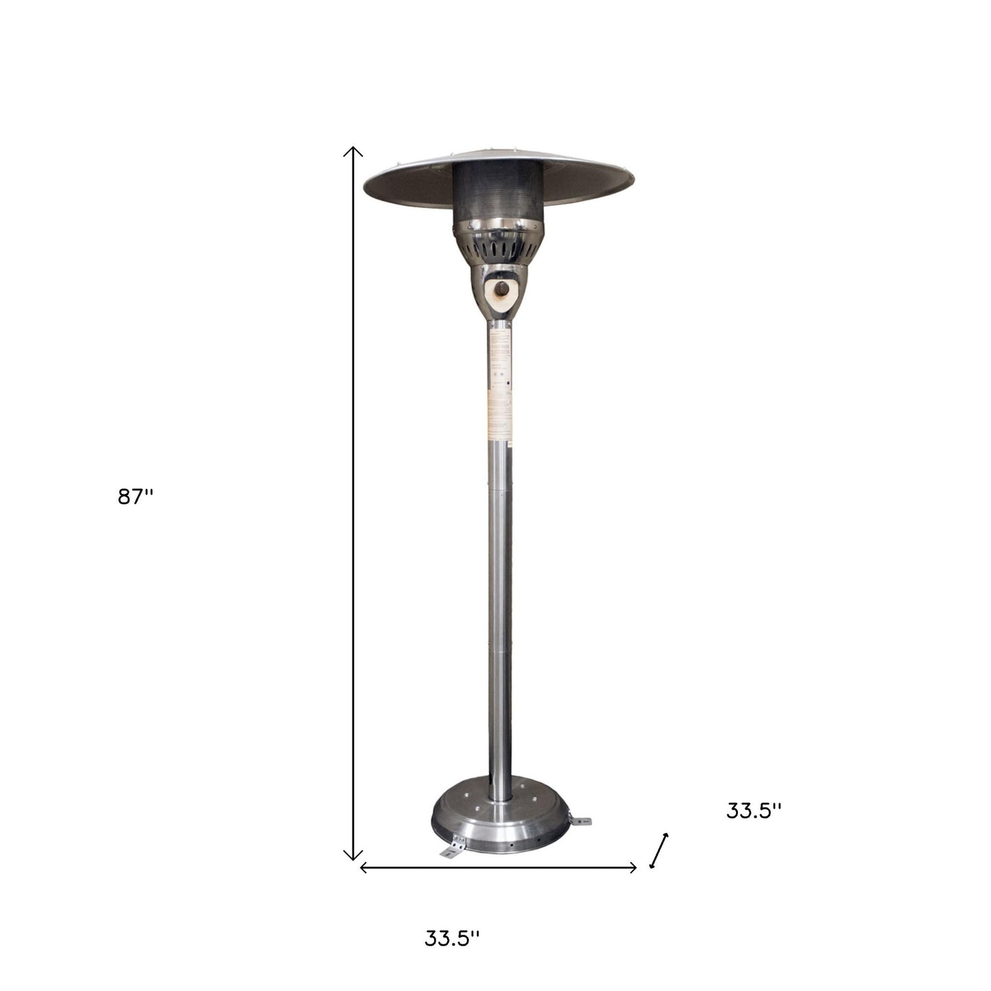 41000 BTU Silver Steel Natural Gas Cylindrical Pole Standing Patio Heater