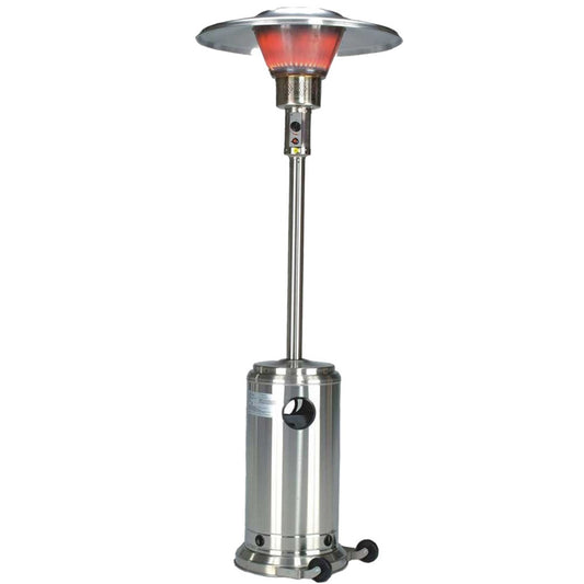 40000 BTU Silver Steel Propane Cylindrical Pole Standing Patio Heater