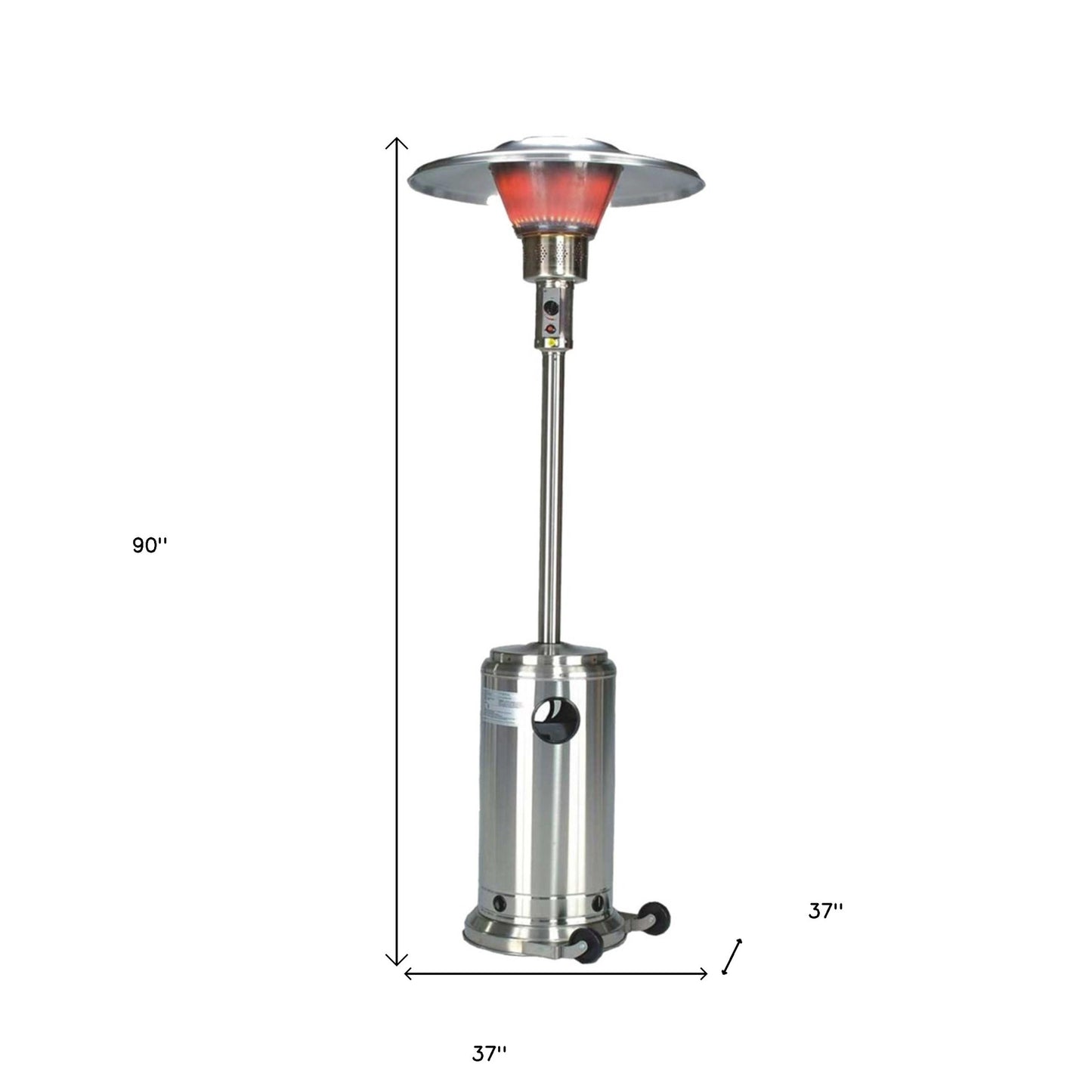 40000 BTU Silver Steel Propane Cylindrical Pole Standing Patio Heater