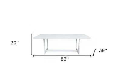 83" White Metal Outdoor Dining Table