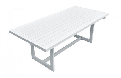 83" White Metal Outdoor Dining Table