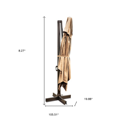 13' Tan Polyester Rectangular Tilt Cantilever Patio Umbrella With Stand