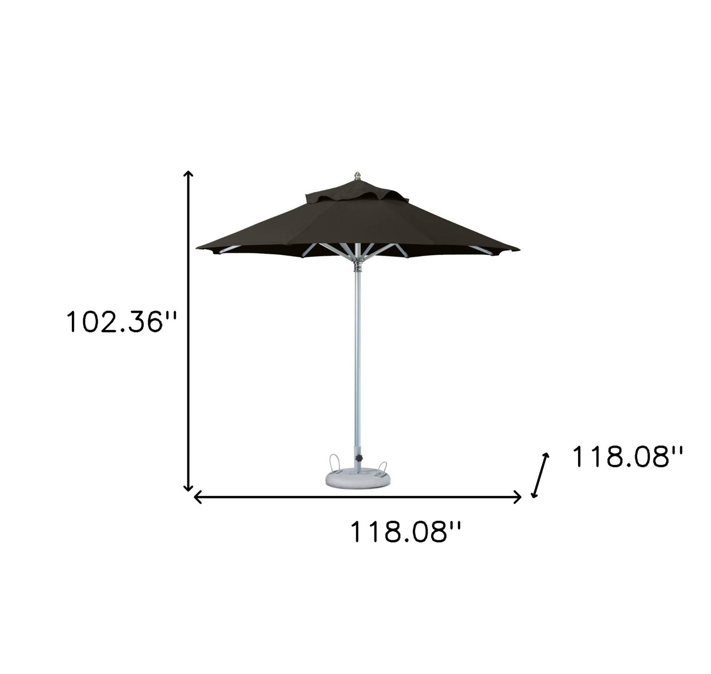 10' Black Polyester Round Market Patio Umbrella