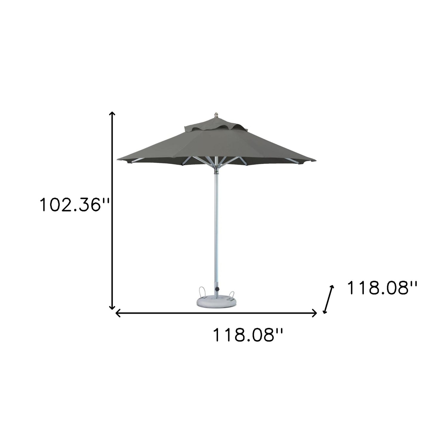 10' Charcoal Polyester Round Market Patio Umbrella