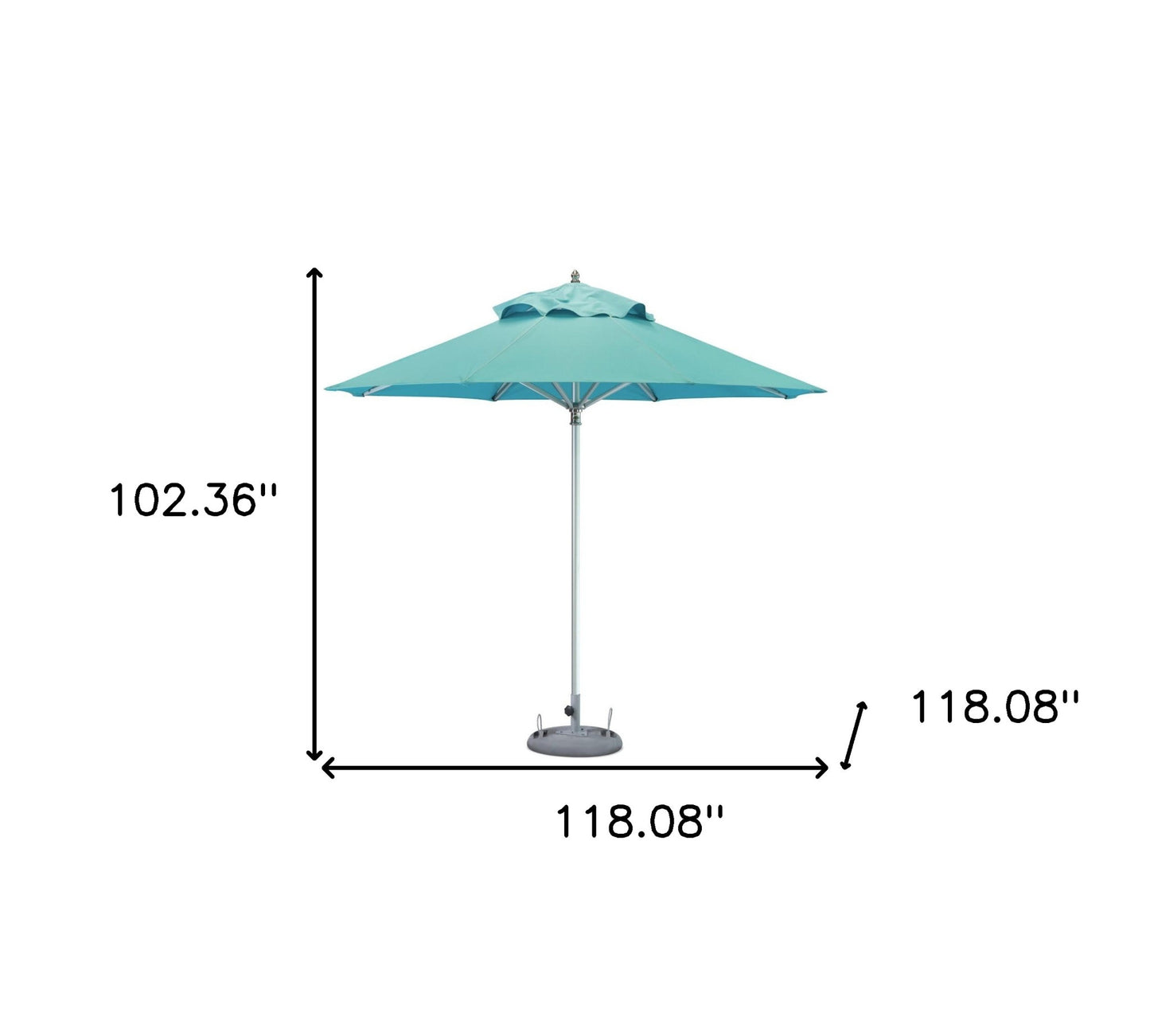 10' Aqua Polyester Round Market Patio Umbrella