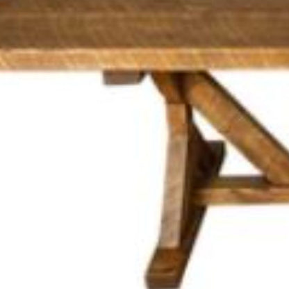 96" Brown Reclaimed Wood Trestle Base Dining Table