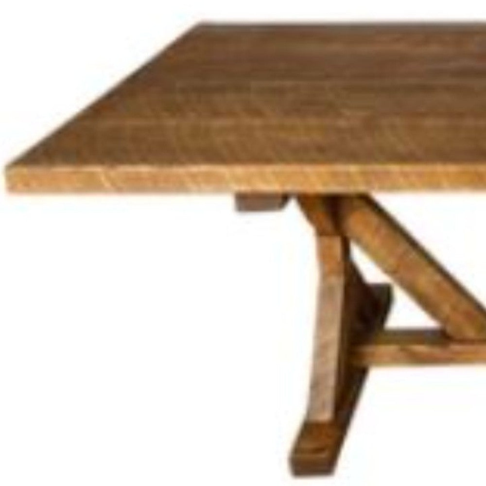 96" Brown Reclaimed Wood Trestle Base Dining Table